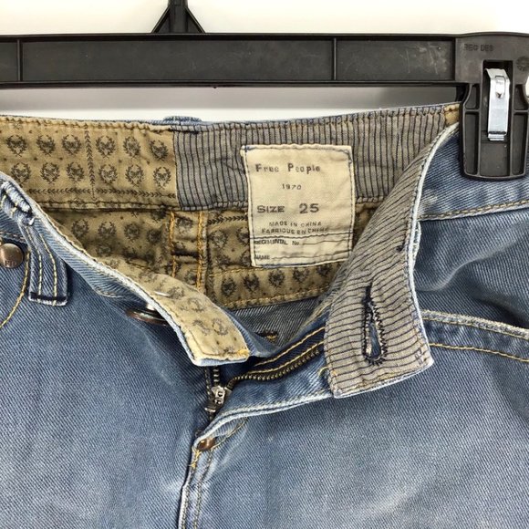 FREE PEOPLE Mini Skirt Back Pocket Embroidered Wings Denim Mini - Picture 7 of 7